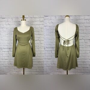 NWT Altar'd State olive green open back dress size S